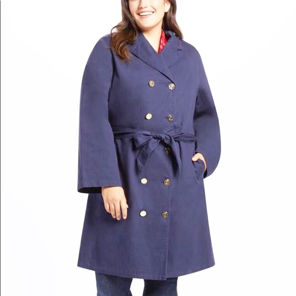 Draper James Trench Coat Nassau Navy Sz 1X